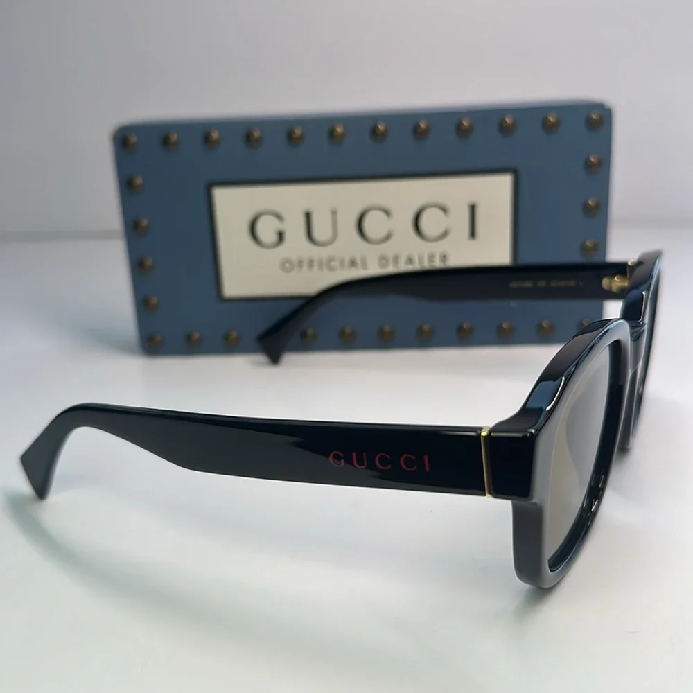 New - GUCCI GG1140SK-003 Unisex Classic Designer Sunglasses in Black & Gold/Br…